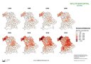 Bayernkarten der Sarzwildstrecke von 1985 in 5 jahres Schritten bis 2019