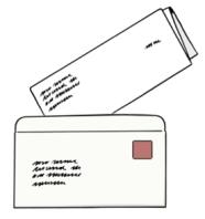 Zeichnung Brief und Briefumschlag