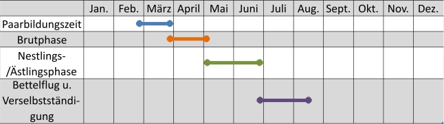 Liniendiagramm der Aktivitäten des Mäusebussards im Jahresverlauf