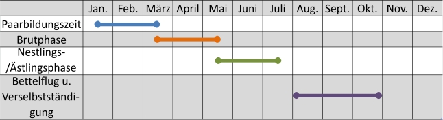 Liniendiagramm der Aktivitäten des Steinadlers im Jahresverlauf